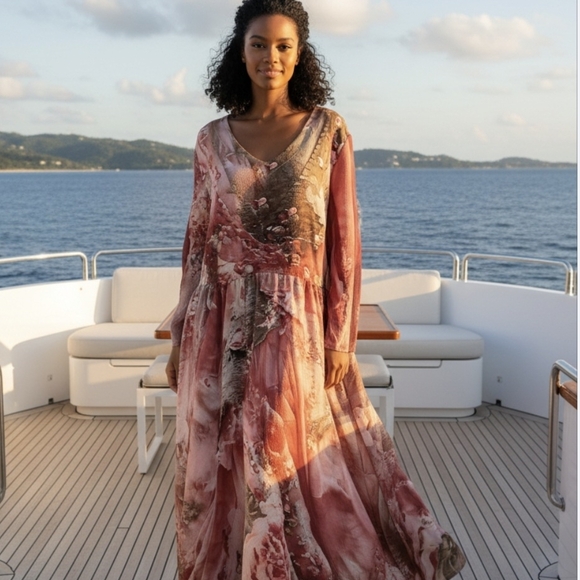 None Dresses & Skirts - 🪷SALE! Long Sleeve Lightweight Maxi Dress in Dusty Peach Floral